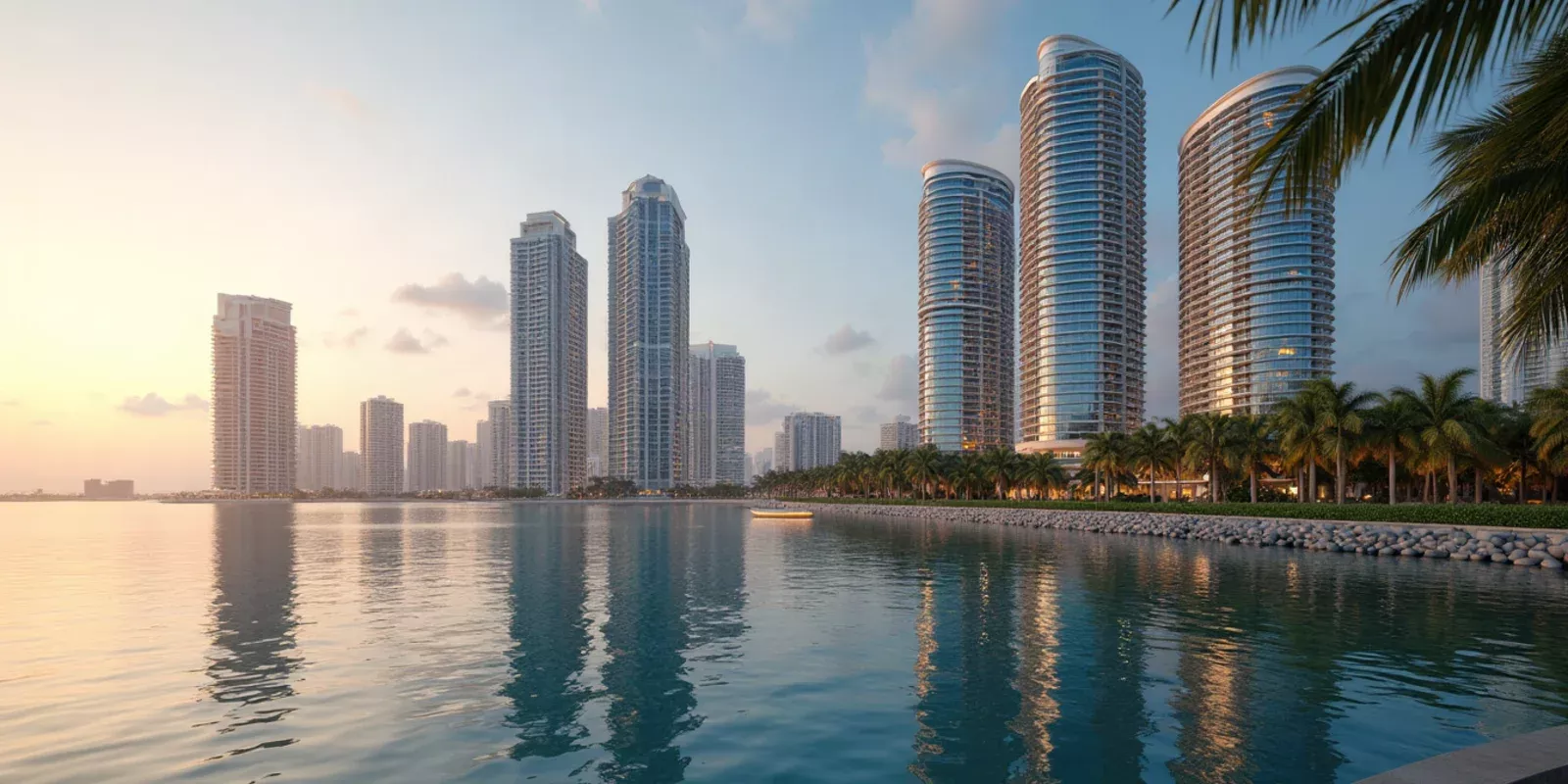Skyline de Brickell en Miami visto desde la bahia