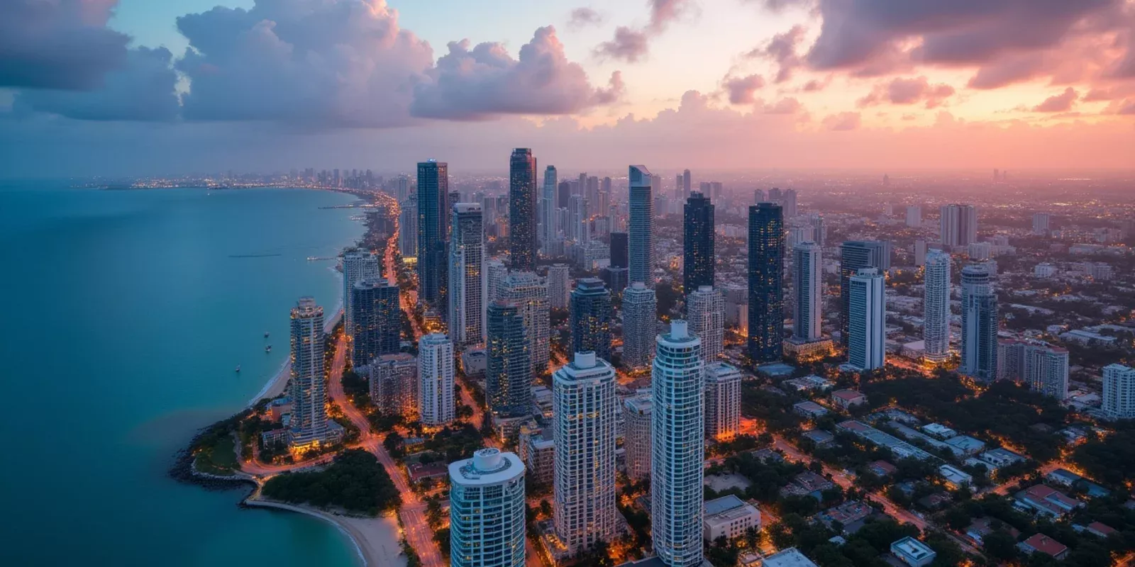 Invertir en bienes raíces en Miami: skyline de Brickell y la bahía Biscayne