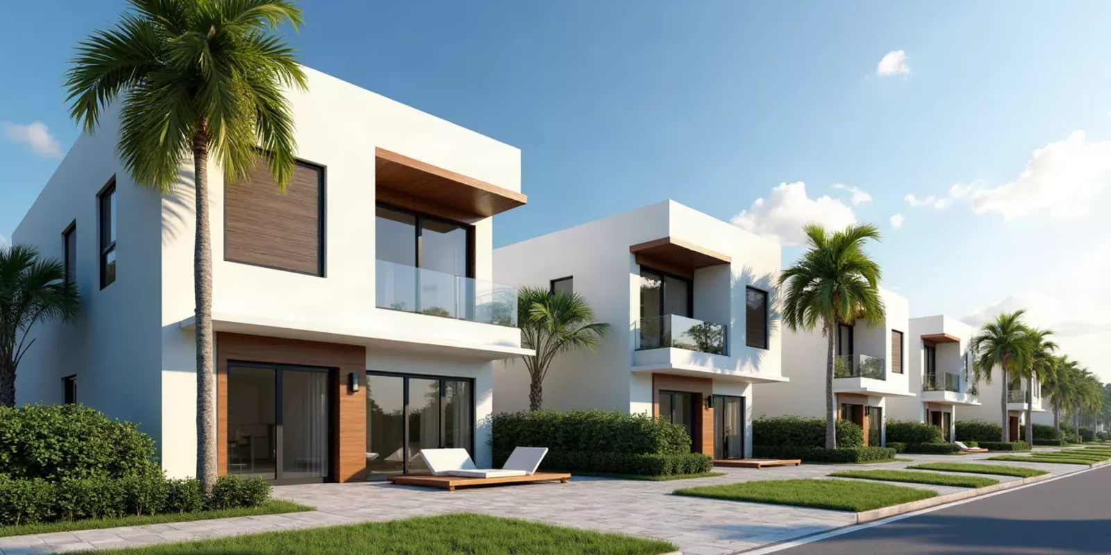 Casas unifamiliares modernas en un vecindario residencial de Miami-Dade, Florida