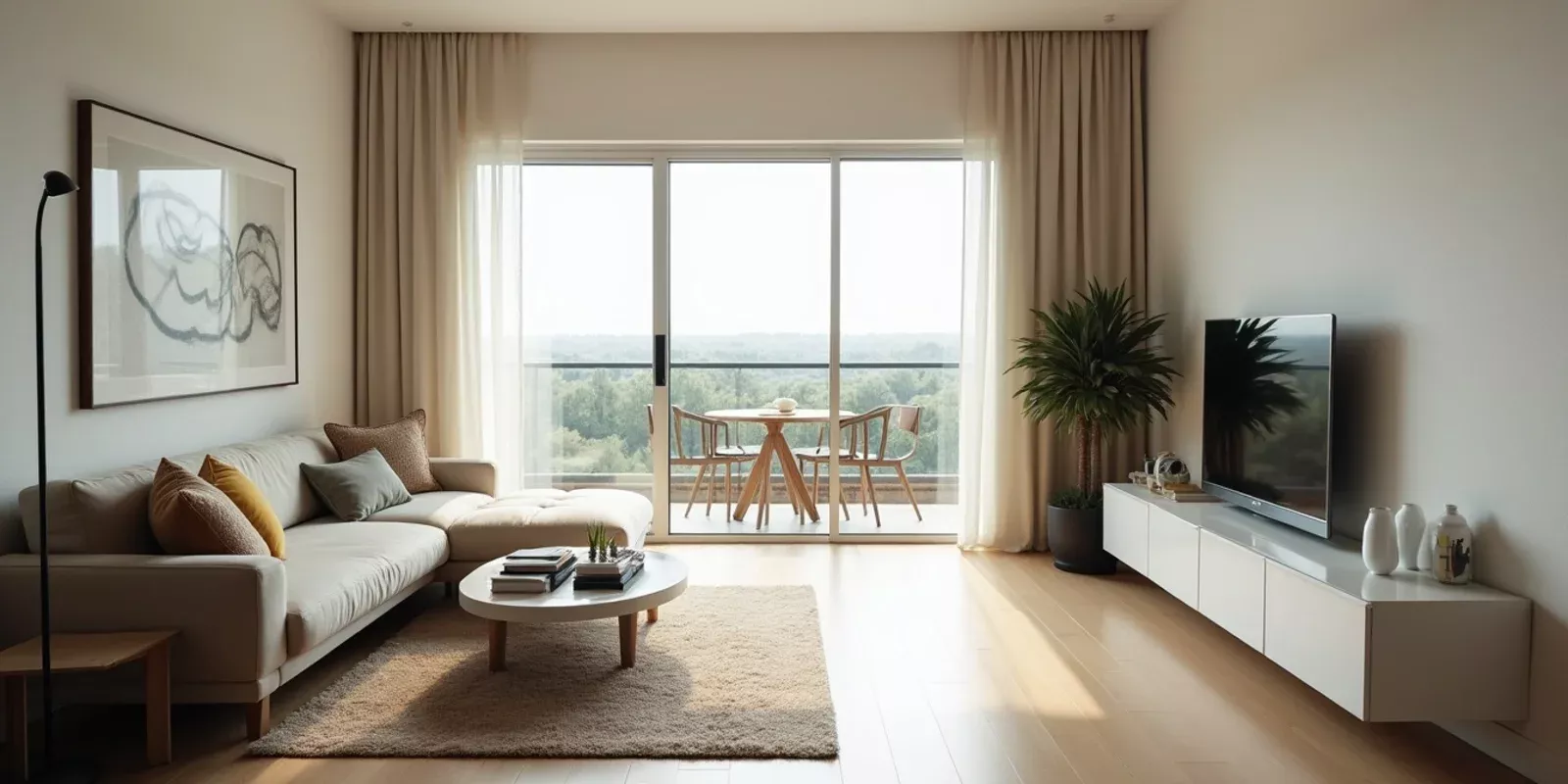 Interior luminoso de un apartamento compacto y bien distribuido en Miami-Dade