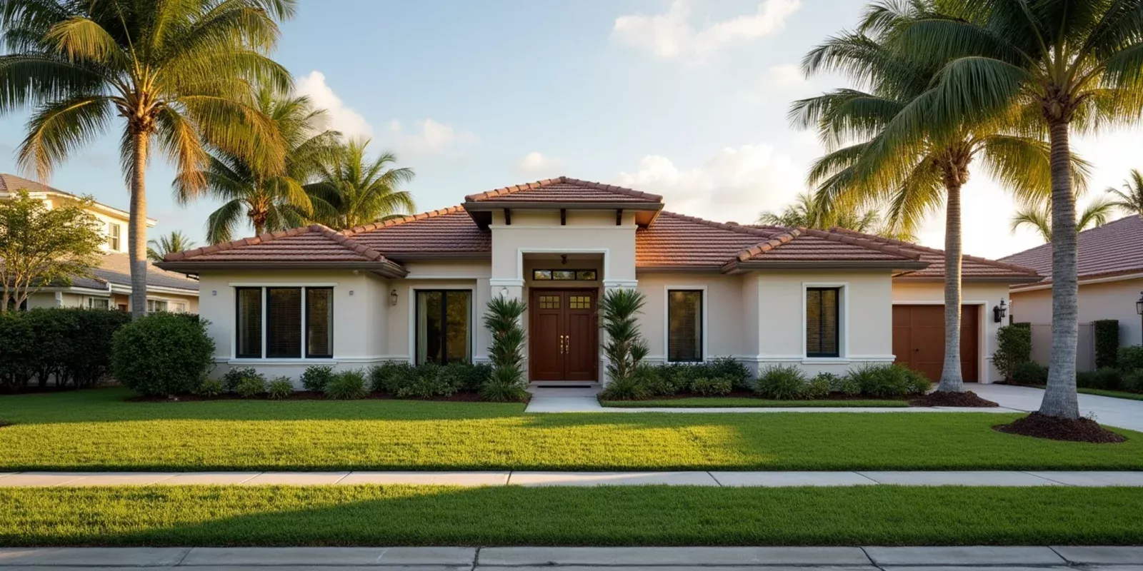 Casa unifamiliar en un vecindario residencial de Miami-Dade en un dia despejado