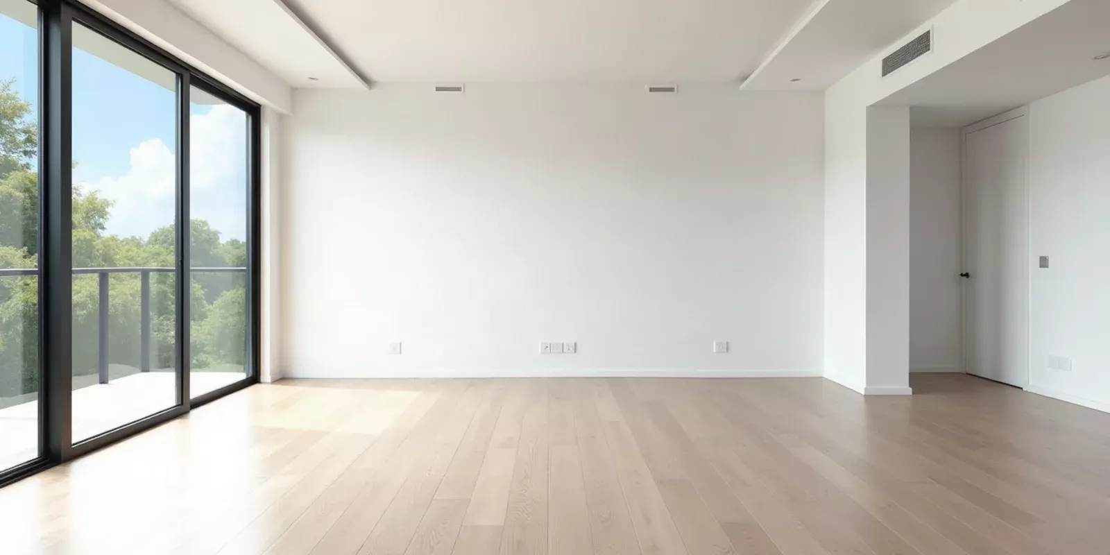 Sala luminosa de una vivienda en Miami con ventanales y acabados modernos