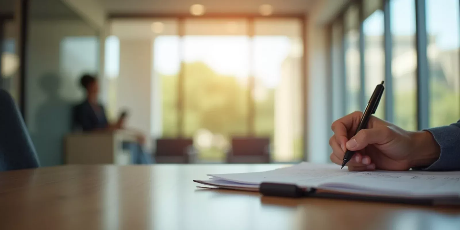 Documentos de cierre de una venta inmobiliaria sobre un escritorio de oficina en Florida