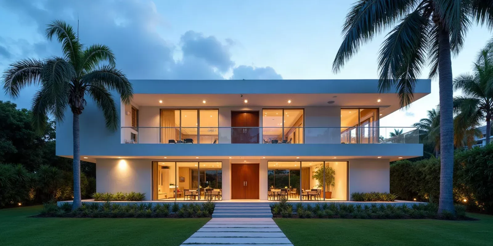 Casa unifamiliar con jardín delantero y palmeras en un barrio residencial de Miami-Dade