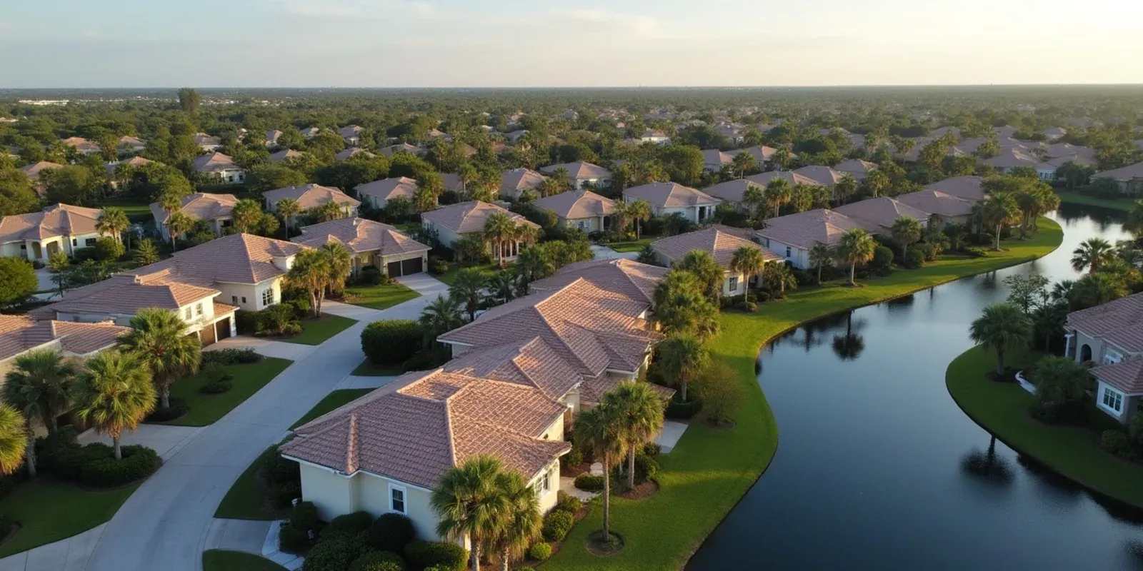 Vista aérea de un barrio residencial de Miami-Dade con casas y vegetación